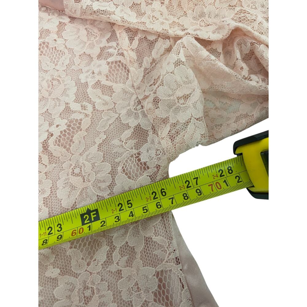 Victorias Secret Pink Robe Womens One Size Vintage 90s Lace Satin Boudoir - Picture 5 of 7